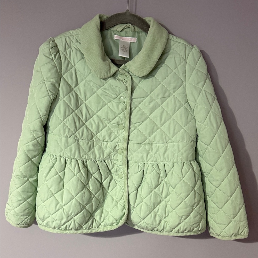Janie and Jack Pink Label Quilted Jacket in Pastel Green - size 6